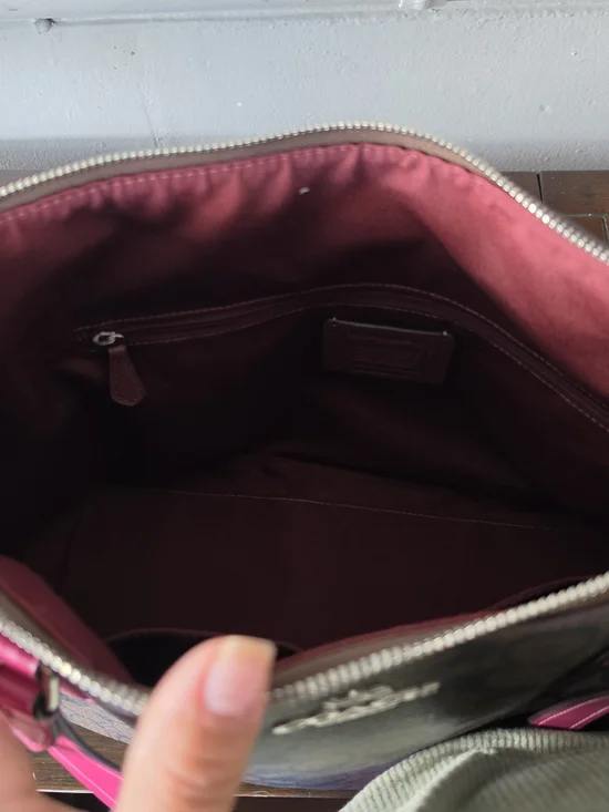 COACH Signature Tote with Pink Handles - Picture 10 of 11